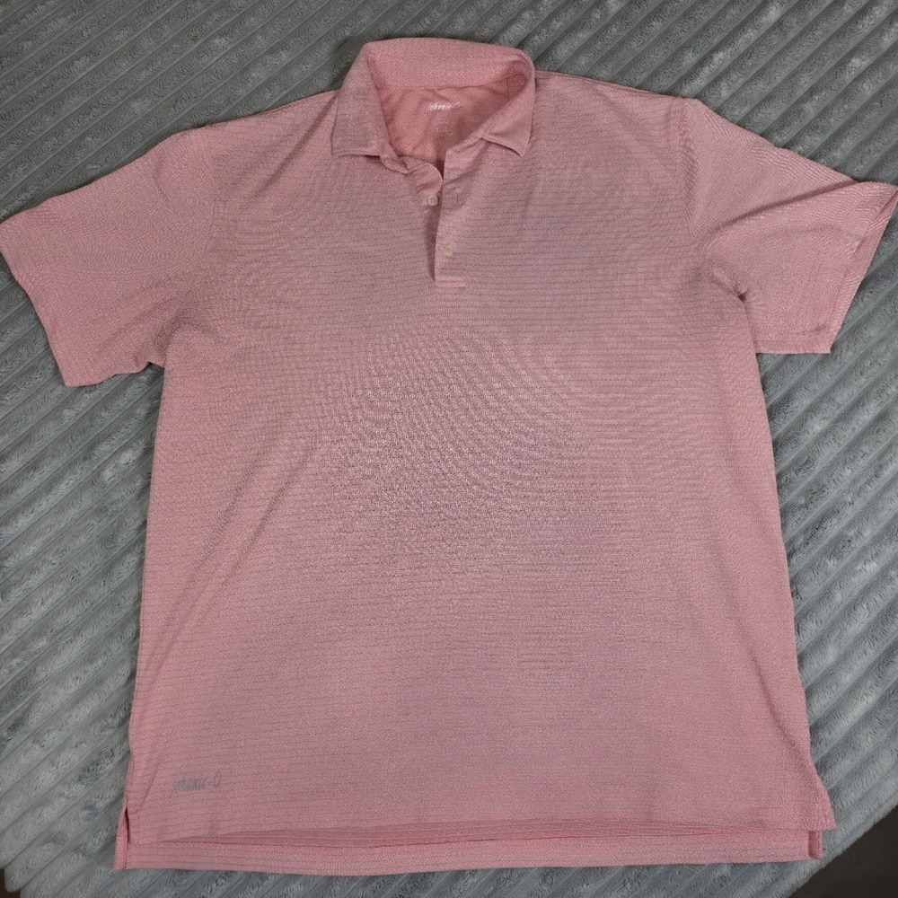 Johnnie-O Polo Shirt Mens XL Pink Striped UPF 50 Performance‎ Stretch
